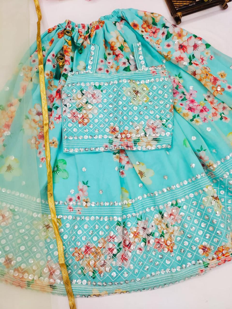 Trending Sequins Embroidered Kids & Adult Lehenga Anant Tex Exports Private Limited