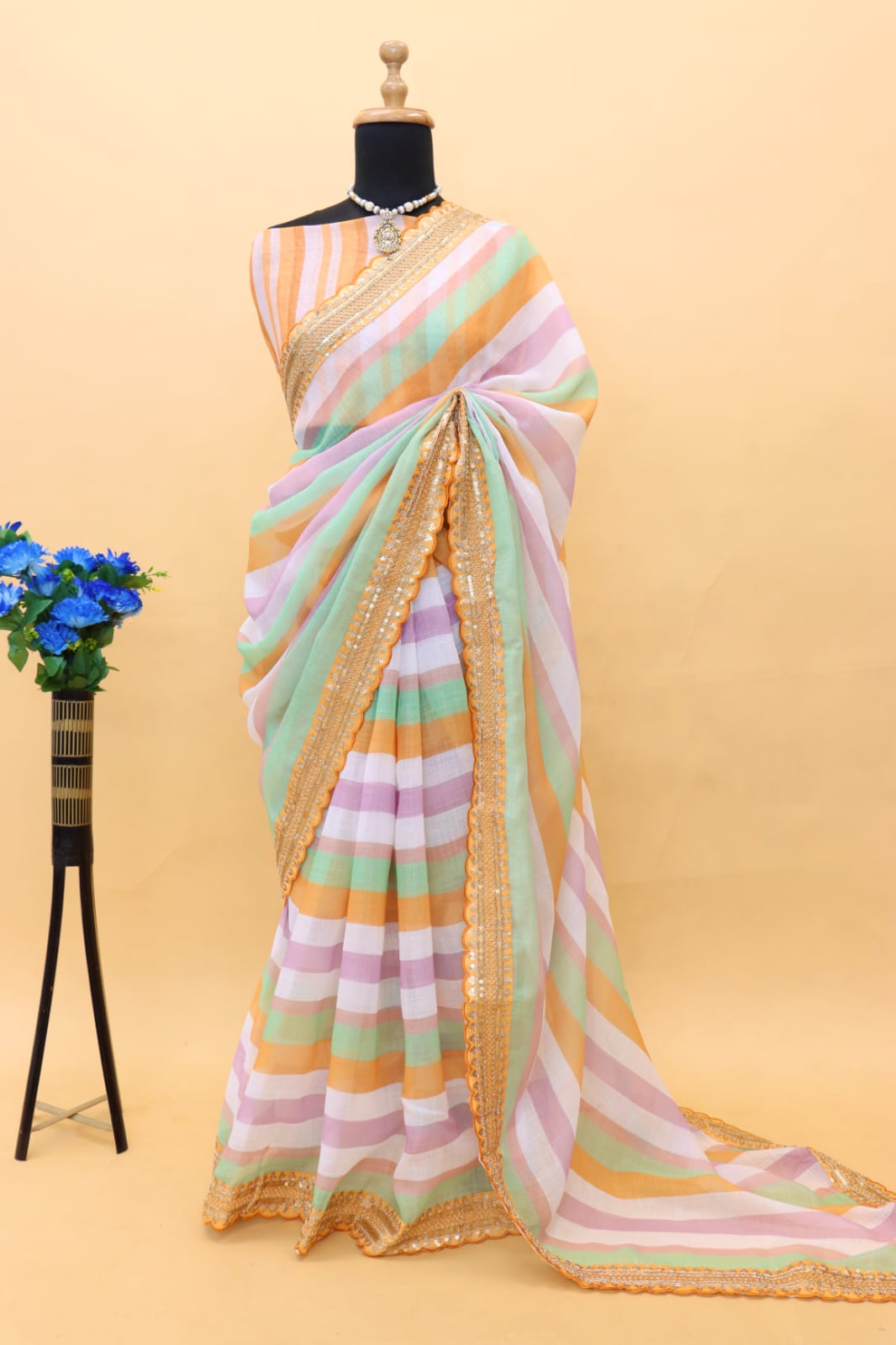 Sathiya Beautiful Pure Soft Linen Digital Printed Saree Anant Tex Exports Private Limited