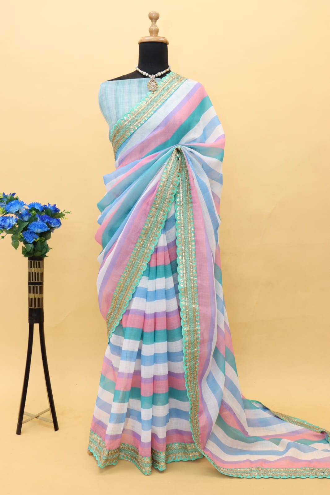 Sathiya Beautiful Pure Soft Linen Digital Printed Saree Anant Tex Exports Private Limited