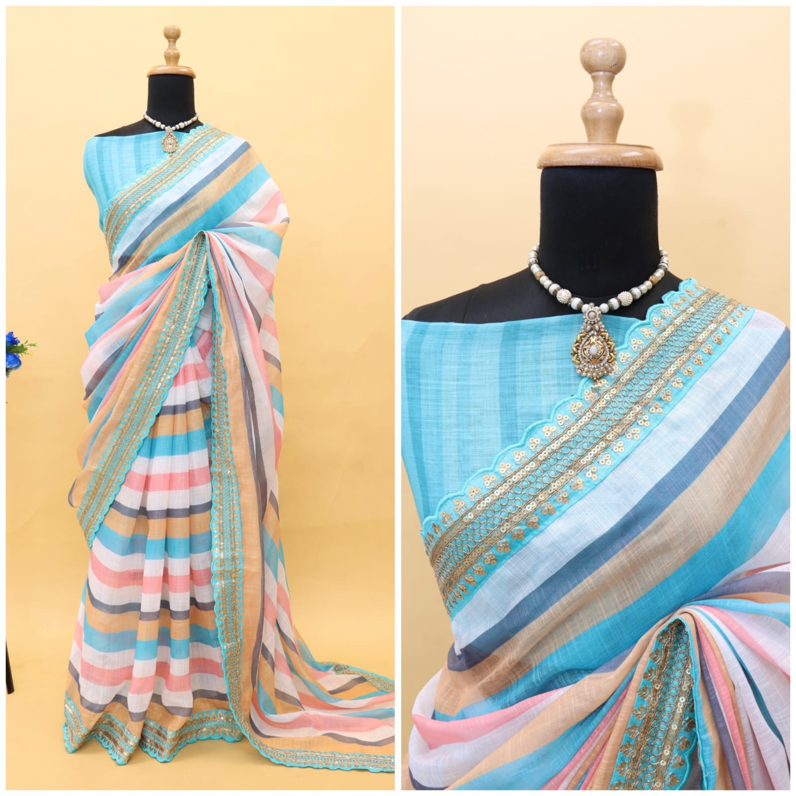 Sathiya Beautiful Pure Soft Linen Digital Printed Saree Anant Tex Exports Private Limited