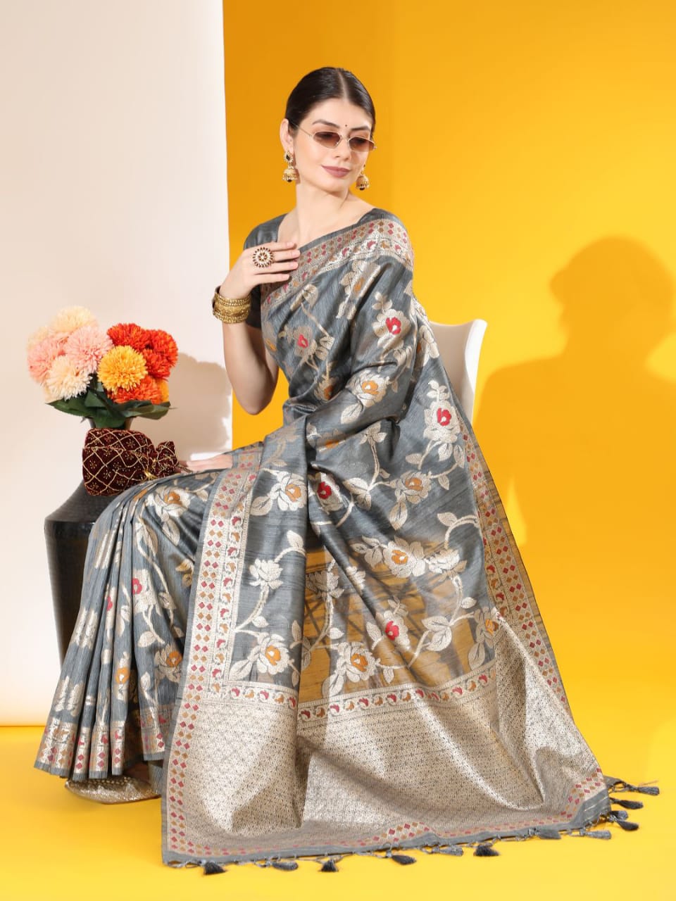 Party Wear Fancy Jamdani Saree Anant Tex Exports Private Limited